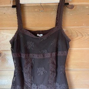 Womens Lacey Brown Tank Top Size Medium